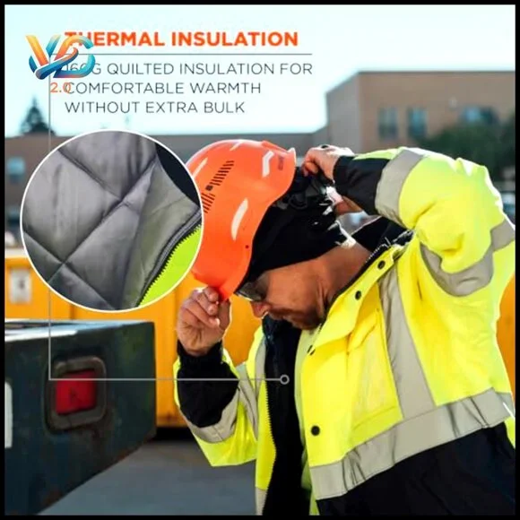 Hi Vis Safety Bomber Jacket Class 3 Reflective Winter Workwear